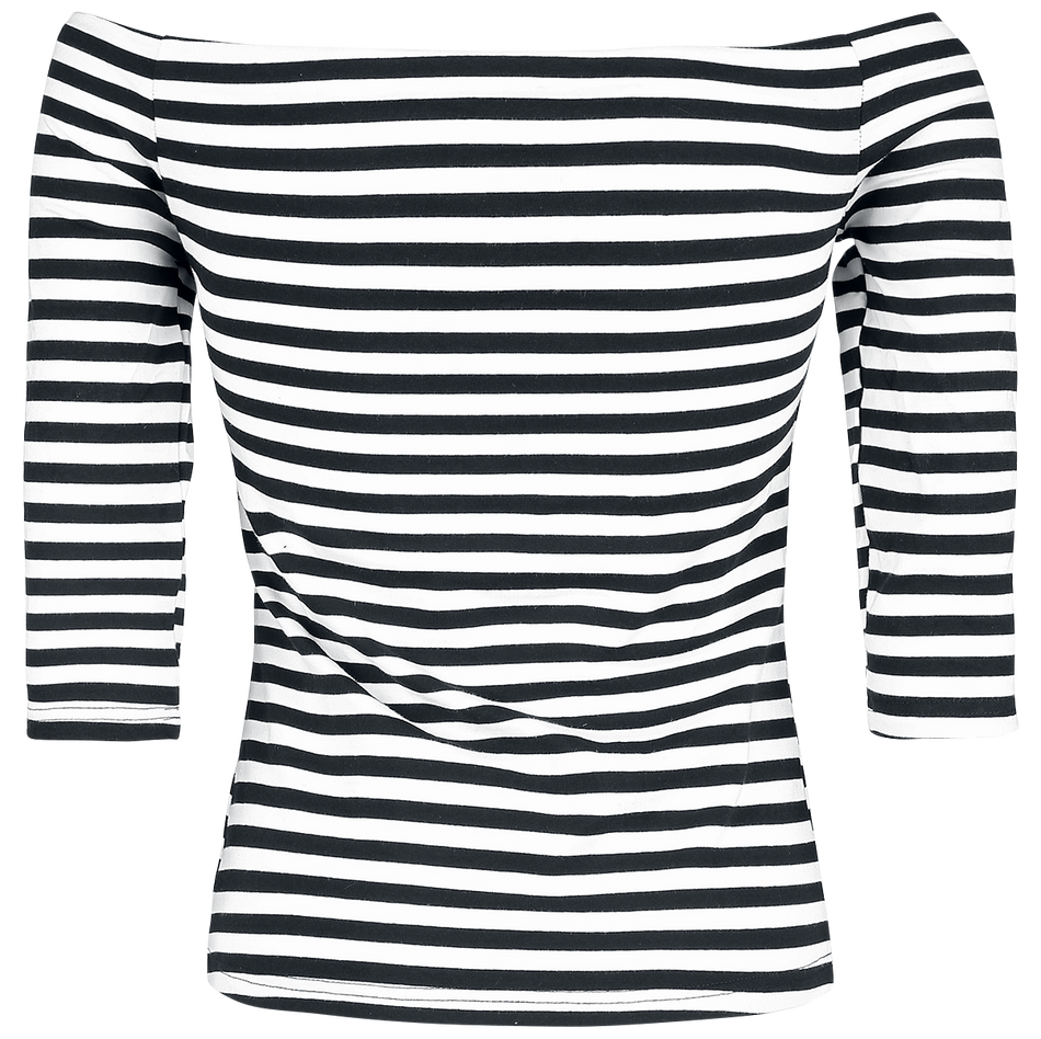 T-shirt manches longues Rockabilly de Forplay - Haut Manches Longues Rayé - S à XXL - pour Femme - noir/blanc - Forplay - View 2
