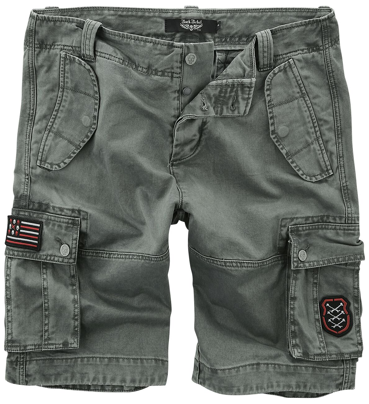 Short  de Rock Rebel by EMP - Short Cargo Gris Avec Patchs - M à XXL - pour Homme - gris - Rock Rebel by EMP
