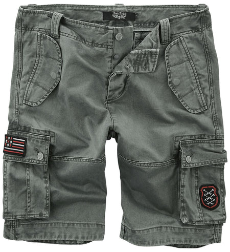 Short  de Rock Rebel by EMP - Short Cargo Gris Avec Patchs - S à XXL - pour Homme - gris - Rock Rebel by EMP