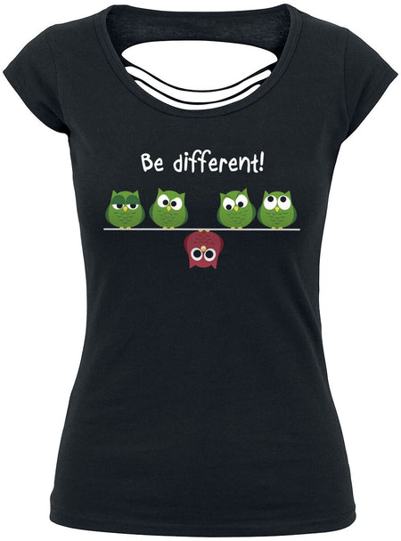 T-Shirt Manches courtes Fun de Be Different! - XS à XL - pour Femme - noir - Be Different!