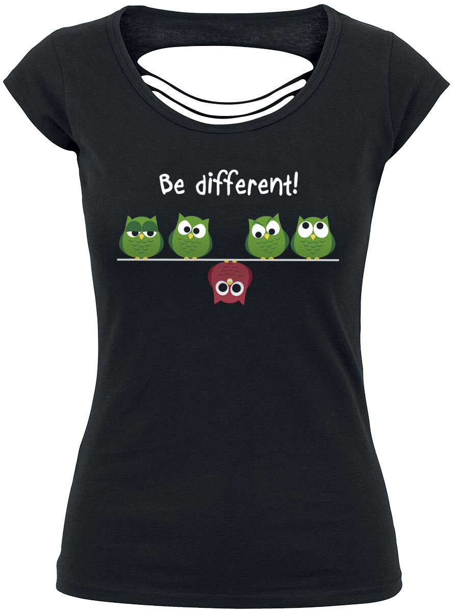 T-Shirt Manches courtes Fun de Be Different! - XS à XL - pour Femme - noir - Be Different!