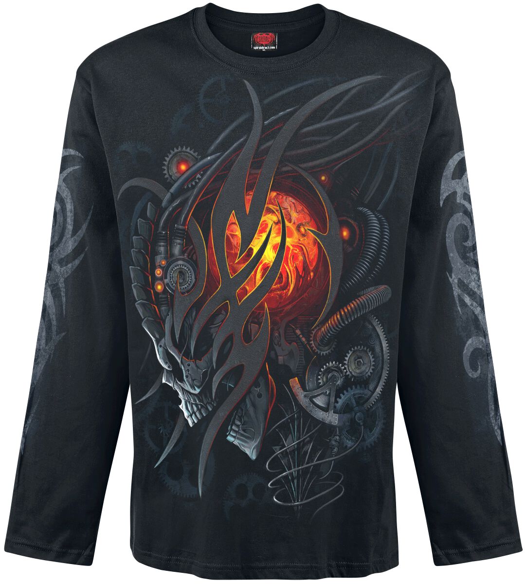 T-shirt manches longues Gothic de Spiral - Crâne Steampunk - M à XXL - pour Homme - noir - Spiral