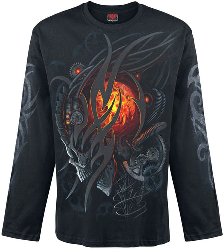 T-shirt manches longues Gothic de Spiral - Crâne Steampunk - M à XXL - pour Homme - noir - Spiral