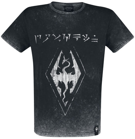T-Shirt Manches courtes Gaming de The Elder Scrolls - The Elder Scrolls V - Skyrim - Logo Dovahkiin - S à XXL - pour Homme - noir - The Elder Scrolls