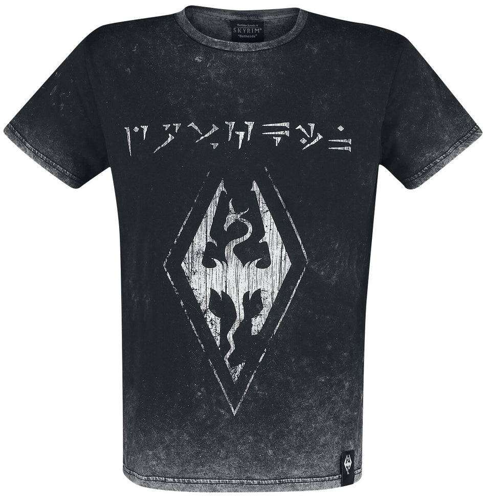T-Shirt Manches courtes Gaming de The Elder Scrolls - The Elder Scrolls V - Skyrim - Logo Dovahkiin - S à XXL - pour Homme - noir - The Elder Scrolls