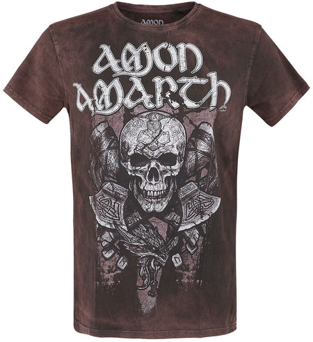 T-Shirt Manches courtes  de Amon Amarth - Carved Skull - S à M - pour Homme - marron - Amon Amarth
