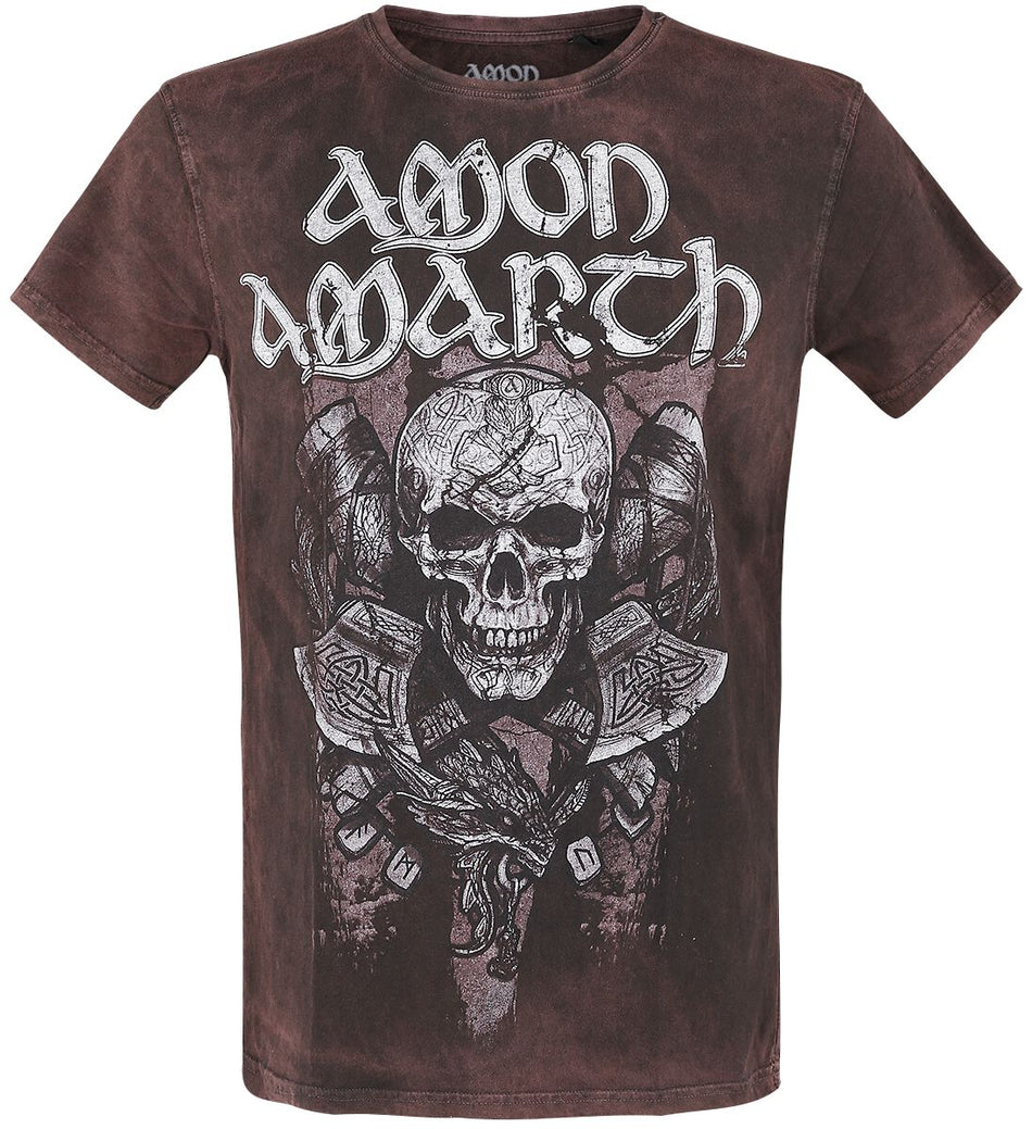 T-Shirt Manches courtes  de Amon Amarth - Carved Skull - S à M - pour Homme - marron - Amon Amarth