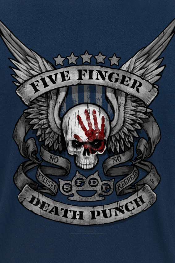 T-Shirt Manches courtes  de Five Finger Death Punch - No Regrets - S à XXL - pour Homme - marine - Five Finger Death Punch - View 2