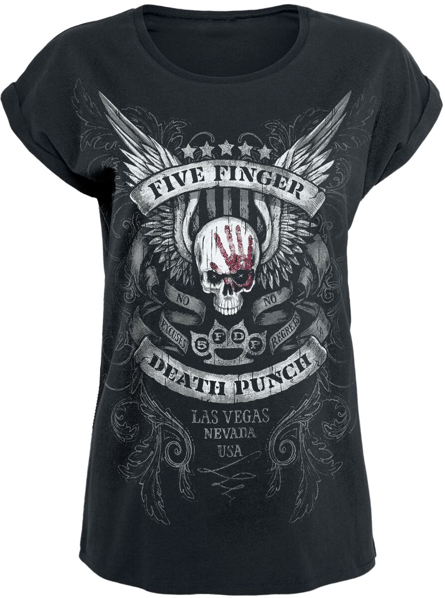 T-Shirt Manches courtes  de Five Finger Death Punch - No Regrets - S à XXL - pour Femme - noir - Five Finger Death Punch