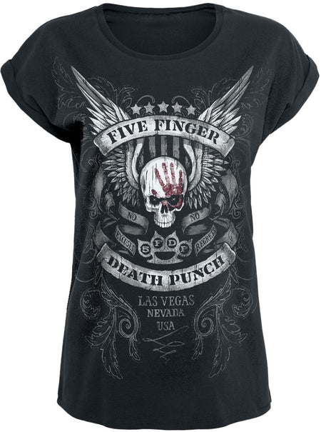 T-Shirt Manches courtes  de Five Finger Death Punch - No Regrets - S à XXL - pour Femme - noir - Five Finger Death Punch