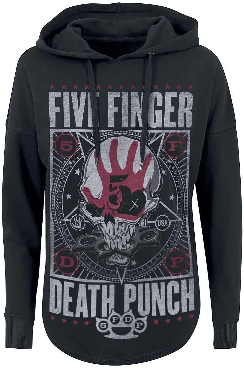 Sweat-shirt à capuche  de Five Finger Death Punch - Star Skull - M à L - pour Femme - noir/effet usé - Five Finger Death Punch