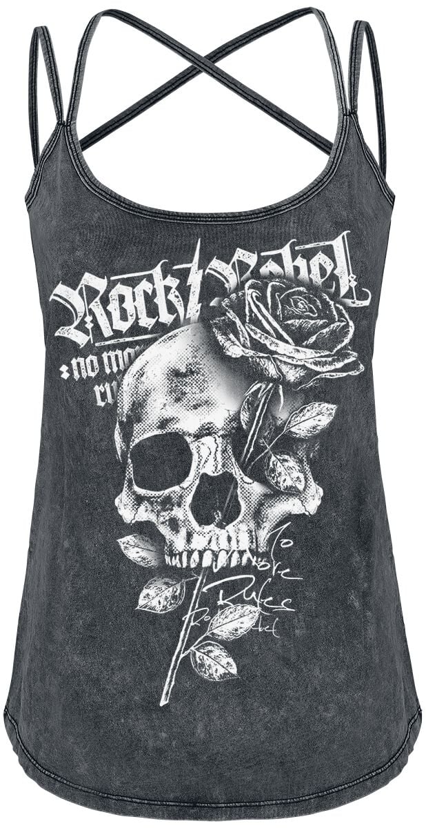 Top  de Rock Rebel by EMP - Haut Délavage Vintage & Imprimé - S à 5XL - pour Femme - gris - Rock Rebel by EMP