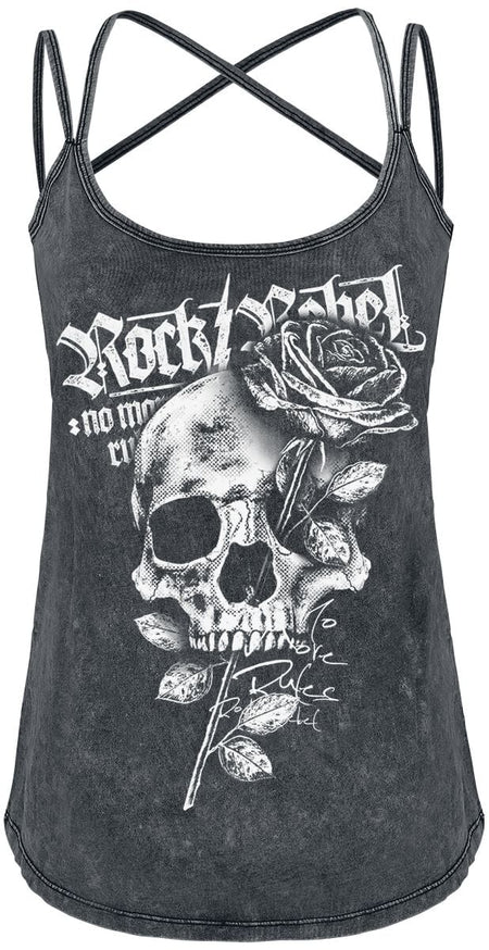 Top  de Rock Rebel by EMP - Haut Délavage Vintage & Imprimé - S à 5XL - pour Femme - gris - Rock Rebel by EMP