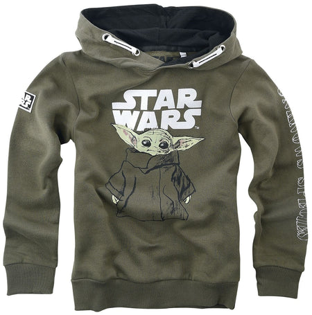 Sweat-shirt à capuche Disney de Star Wars - Enfants - Grogu - Croquis - 116 à 164 - pour Unisexe - kaki - Star Wars