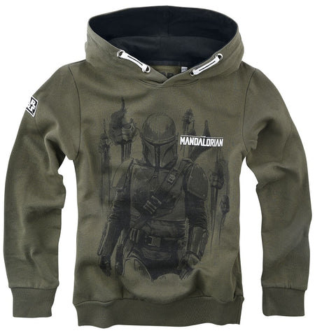 Sweat-shirt à capuche  de Star Wars - Enfants - The Mandalorian - Bounty Hunter - 152 - pour Unisexe - kaki - Star Wars