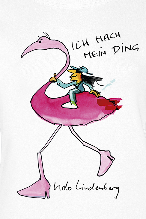 T-Shirt Manches courtes  de Udo Lindenberg - Flamingo Shirt Women - S à L - pour Femme - blanc - Udo Lindenberg - View 2