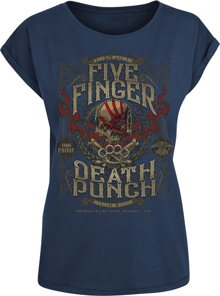 T-Shirt Manches courtes  de Five Finger Death Punch - 100 Proof - S - pour Femme - marine - Five Finger Death Punch