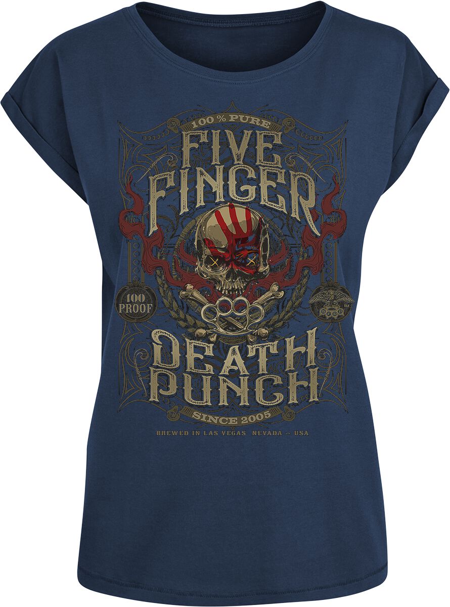T-Shirt Manches courtes  de Five Finger Death Punch - 100 Proof - S - pour Femme - marine - Five Finger Death Punch