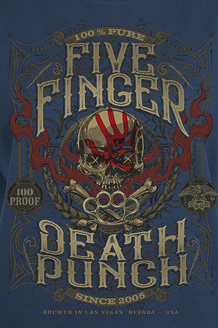 T-Shirt Manches courtes  de Five Finger Death Punch - 100 Proof - S - pour Femme - marine - Five Finger Death Punch - View 2