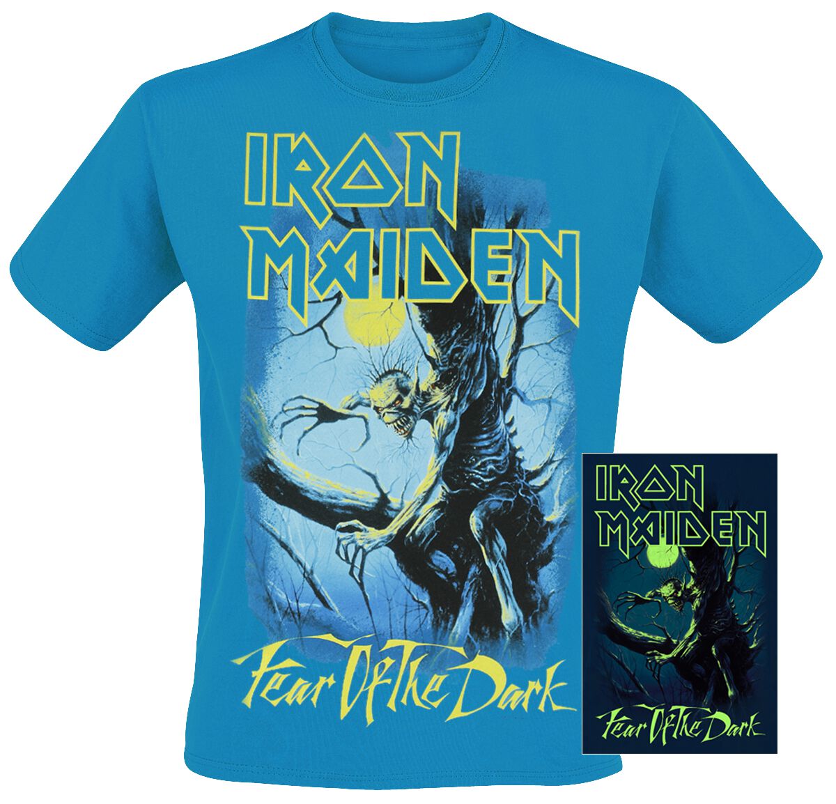 T-Shirt Manches courtes  de Iron Maiden - Fear Of The Dark - Glow In The Dark - S à XXL - pour Homme - bleu - Iron Maiden