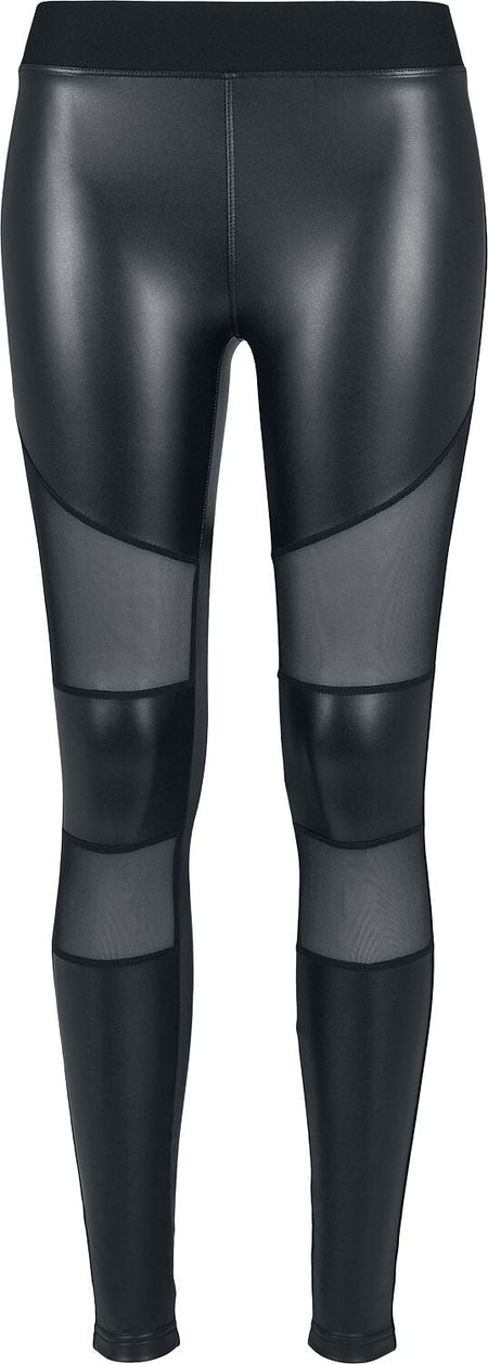 Legging  de Urban Classics - Leggings Simili-Cuir Tech Mesh - XS à XL - pour Femme - noir - Urban Classics