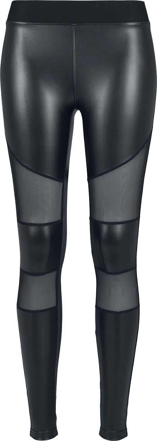 Legging  de Urban Classics - Leggings Simili-Cuir Tech Mesh - XS à XL - pour Femme - noir - Urban Classics