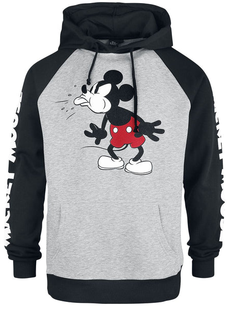 Sweat-shirt à capuche Disney de Mickey & Minnie Mouse - Tongue Out - S à XXL - pour Homme - gris/noir - Mickey & Minnie Mouse