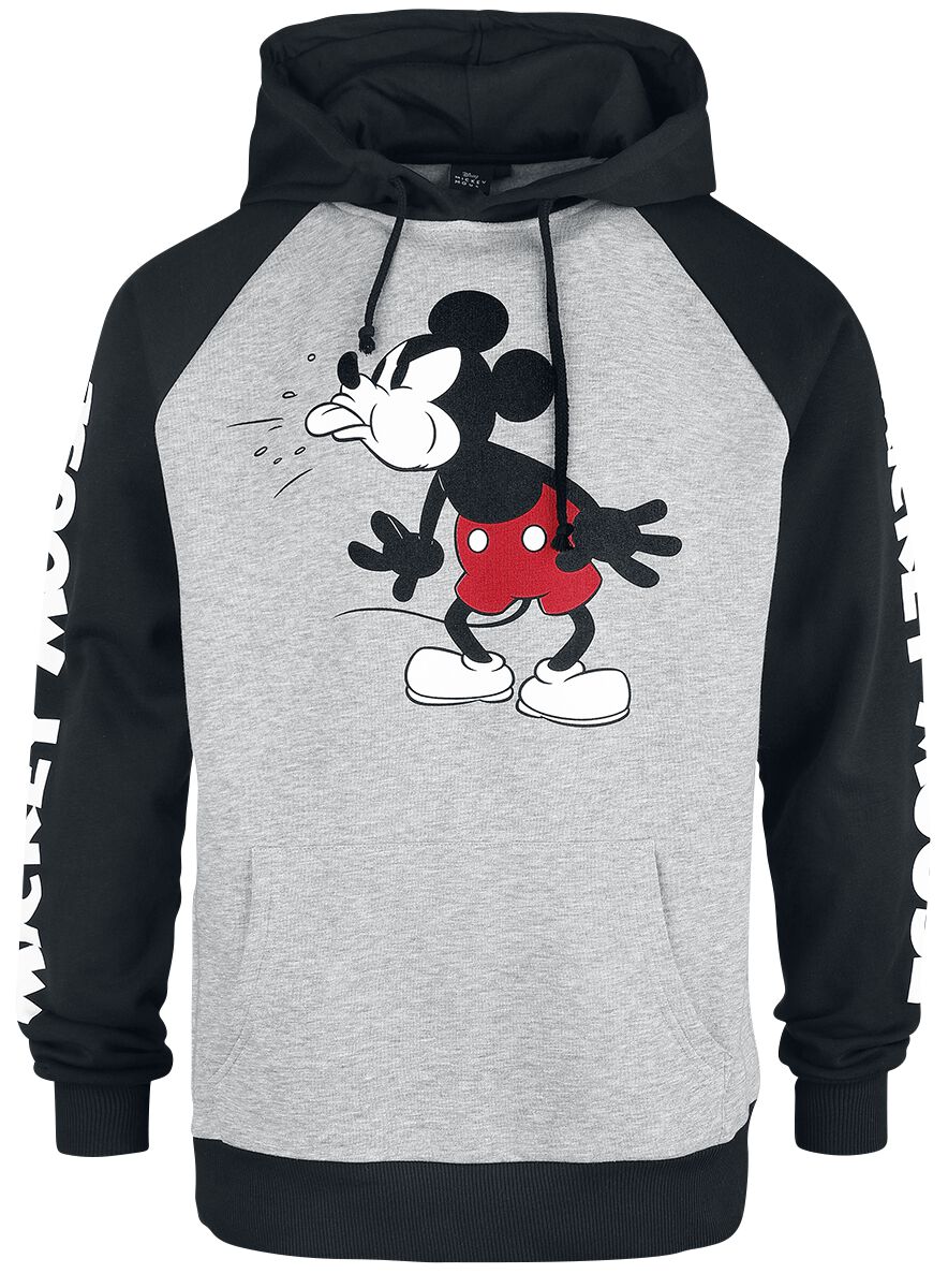 Sweat-shirt à capuche Disney de Mickey & Minnie Mouse - Tongue Out - S à XXL - pour Homme - gris/noir - Mickey & Minnie Mouse
