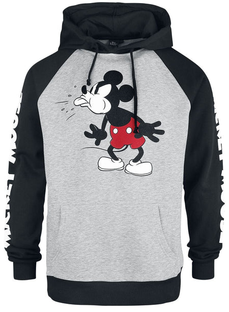 Sweat-shirt à capuche Disney de Mickey & Minnie Mouse - Tongue Out - S à XL - pour Homme - gris/noir - Mickey & Minnie Mouse