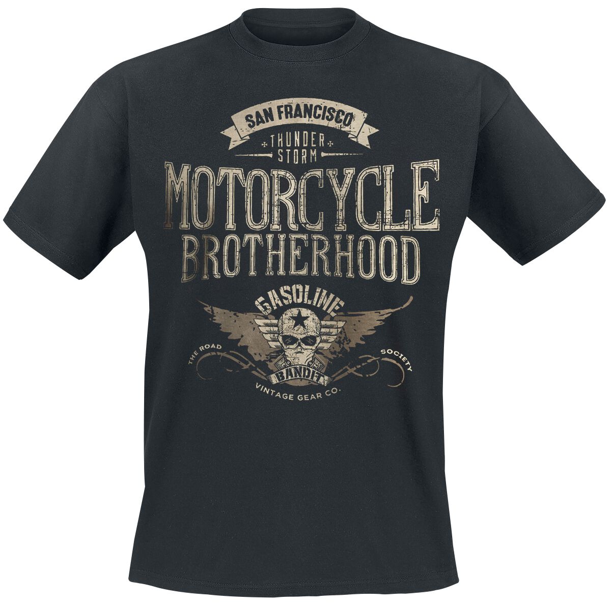 T-Shirt Manches courtes Rockabilly de Gasoline Bandit - Motorcycle Brotherhood - S à XXL - pour Homme - noir - Gasoline Bandit