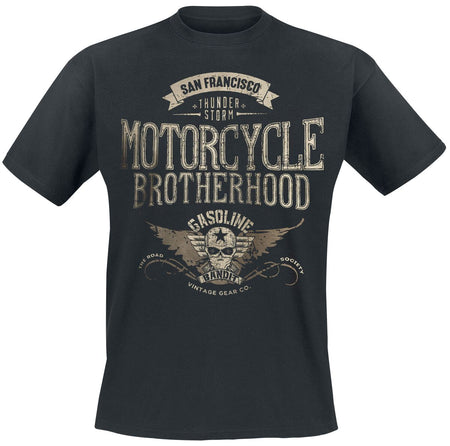 T-Shirt Manches courtes Rockabilly de Gasoline Bandit - Motorcycle Brotherhood - S à XXL - pour Homme - noir - Gasoline Bandit