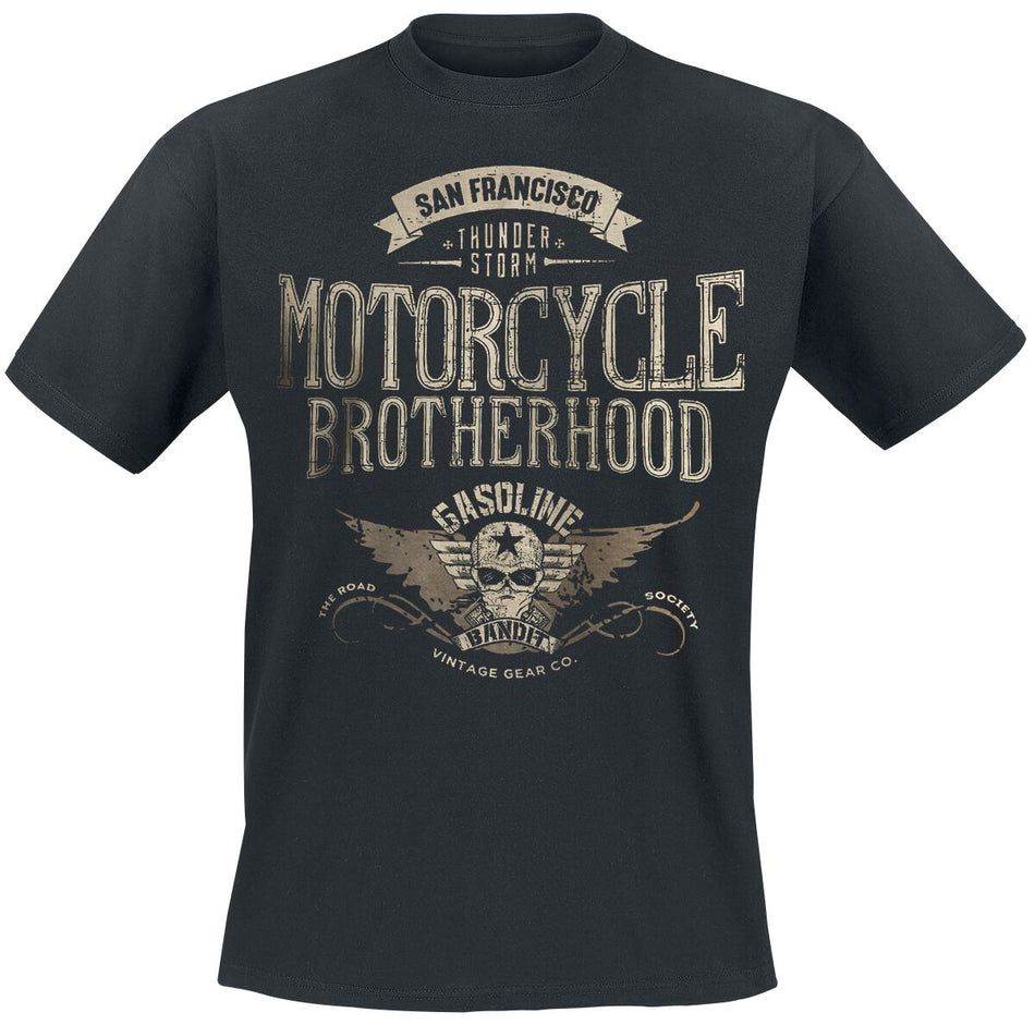 T-Shirt Manches courtes Rockabilly de Gasoline Bandit - Motorcycle Brotherhood - S à XXL - pour Homme - noir - Gasoline Bandit