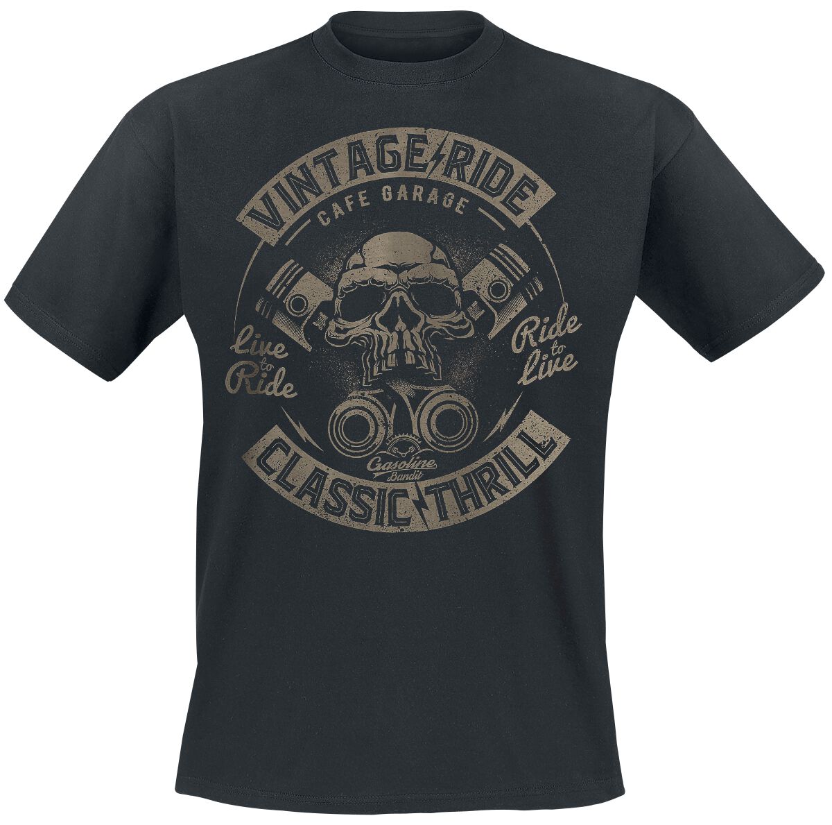 T-Shirt Manches courtes Rockabilly de Gasoline Bandit - Vintage Ride - S à 4XL - pour Homme - noir - Gasoline Bandit