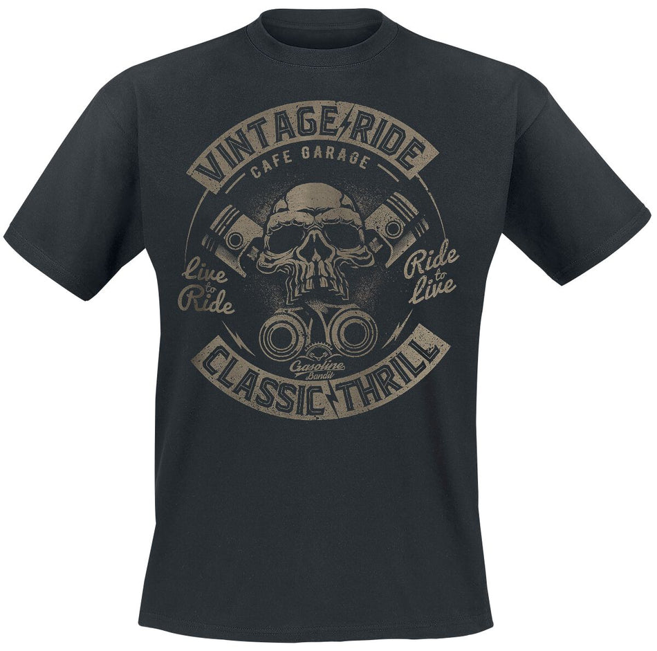 T-Shirt Manches courtes Rockabilly de Gasoline Bandit - Vintage Ride - S à 4XL - pour Homme - noir - Gasoline Bandit