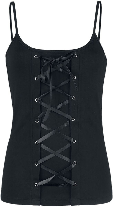 Top Gothic de Gothicana by EMP - Haut Noir Avec Laçage & Bretelles Fines - M à XXL - pour Femme - noir - Gothicana by EMP