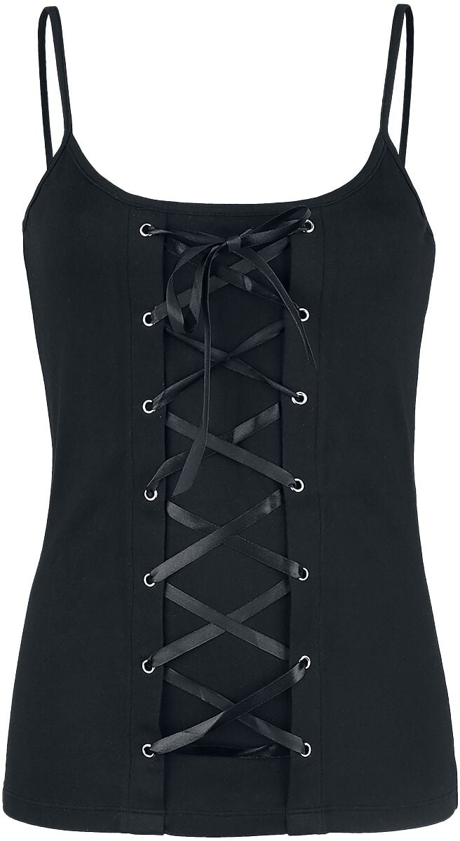 Top Gothic de Gothicana by EMP - Haut Noir Avec Laçage & Bretelles Fines - S à XXL - pour Femme - noir - Gothicana by EMP