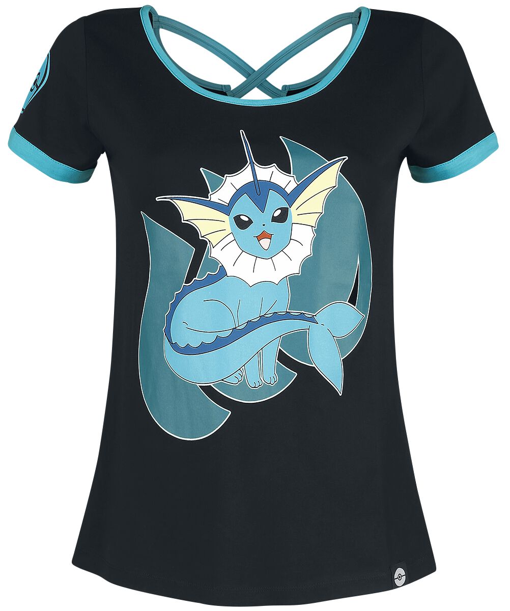 T-Shirt Manches courtes Gaming de Pokémon - Aquali - S à XXL - pour Femme - noir - Pokémon