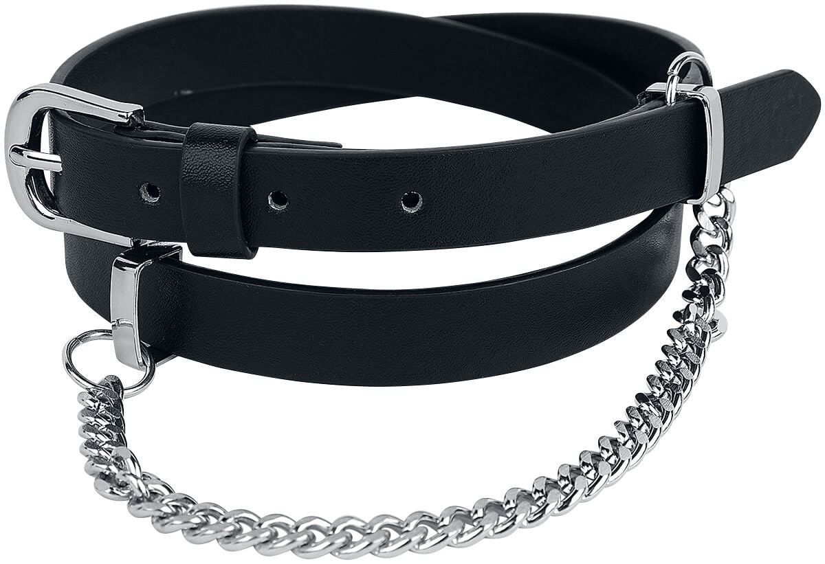 Ceinture  de Rock Rebel by EMP - Ceinture Noire Fine Avec Chaîne Décorative - pour Femme - noir - Rock Rebel by EMP