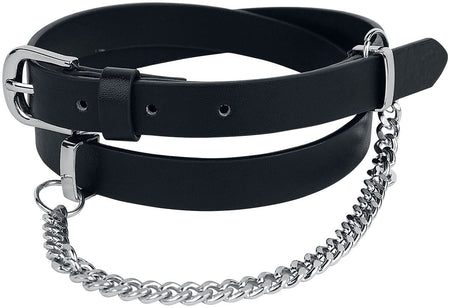 Ceinture  de Rock Rebel by EMP - Ceinture Noire Fine Avec Chaîne Décorative - pour Femme - noir - Rock Rebel by EMP