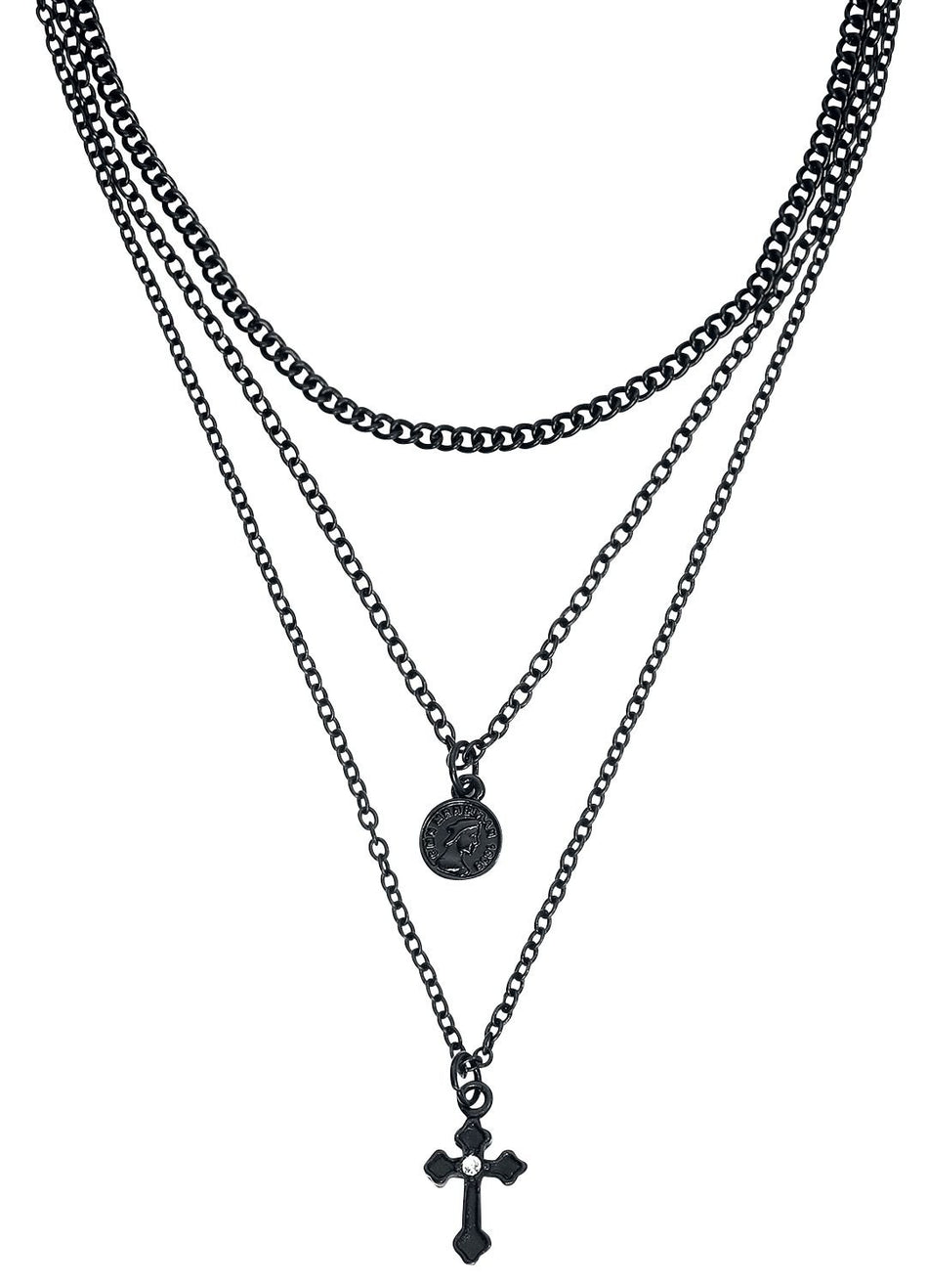 Collier Gothic de Gothicana by EMP - Croix Noire Mate - pour Femme - noir - Gothicana by EMP