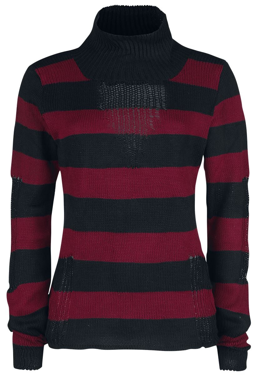 Pull tricoté  de Vixxsin - Haut Annabella - M à 4XL - pour Femme - rouge/noir - Vixxsin