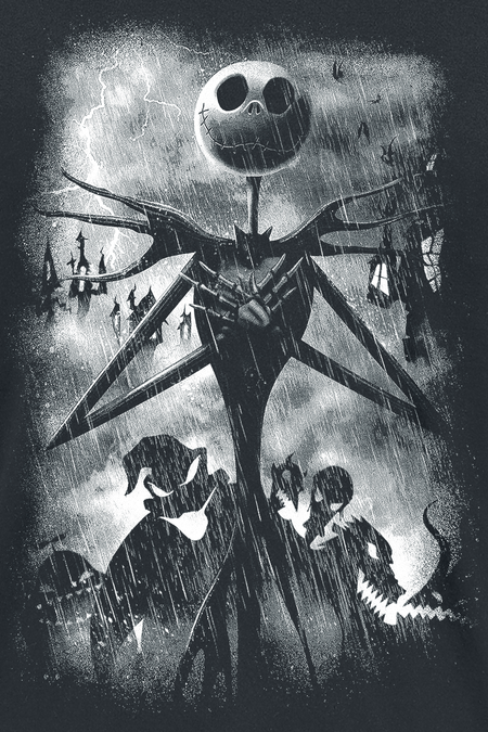 T-Shirt Manches courtes Disney de L'Étrange Noël De Monsieur Jack - Stormy Skies - S à XXL - pour Homme - noir - L'Étrange Noël De Monsieur Jack - View 2