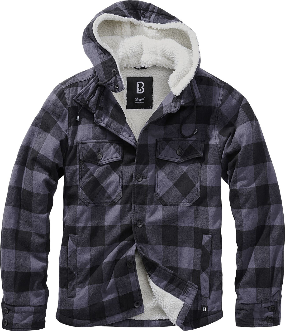Veste mi-saison  de Brandit - Veste Bûcheron À Capuche - S à 5XL - pour Homme - noir/gris - Brandit
