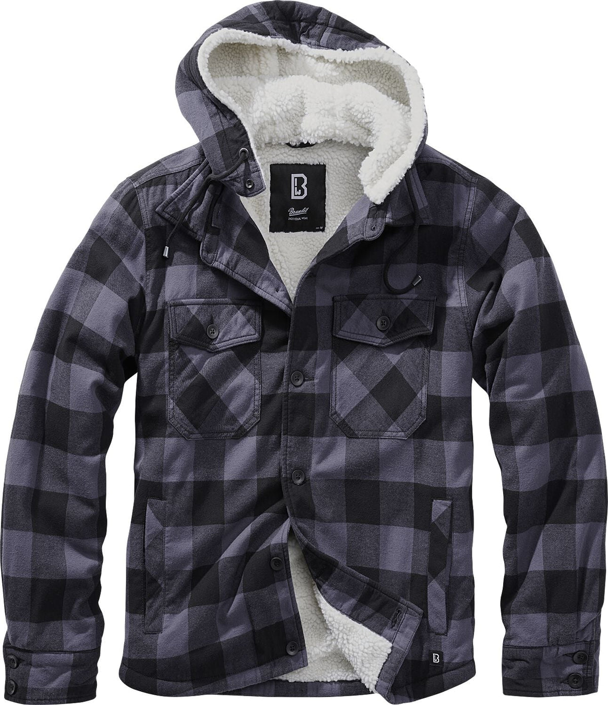 Veste mi-saison  de Brandit - Veste Bûcheron À Capuche - S à 5XL - pour Homme - noir/gris - Brandit