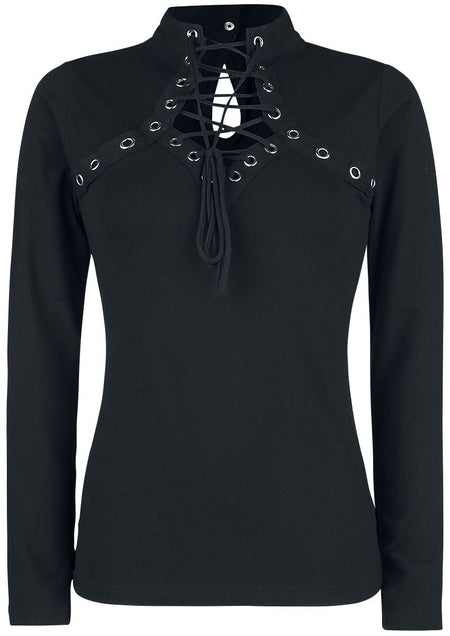 T-shirt manches longues Gothic de Poizen Industries - Haut Amoret - XS à M - pour Femme - noir - Poizen Industries