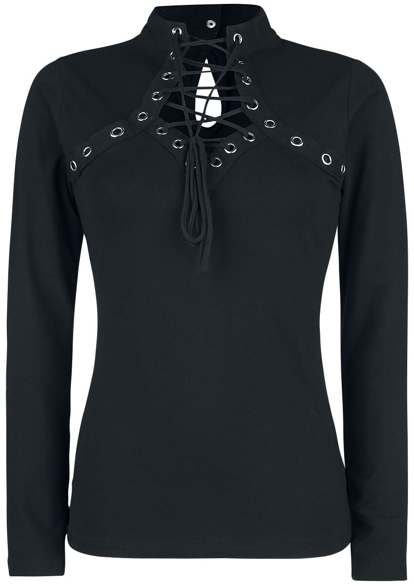 T-shirt manches longues Gothic de Poizen Industries - Haut Amoret - XS à M - pour Femme - noir - Poizen Industries