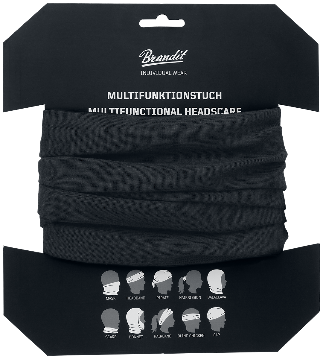 Écharpe tube  de Brandit - Bandana Multi-Fonctions - pour Unisexe - noir - Brandit - View 2