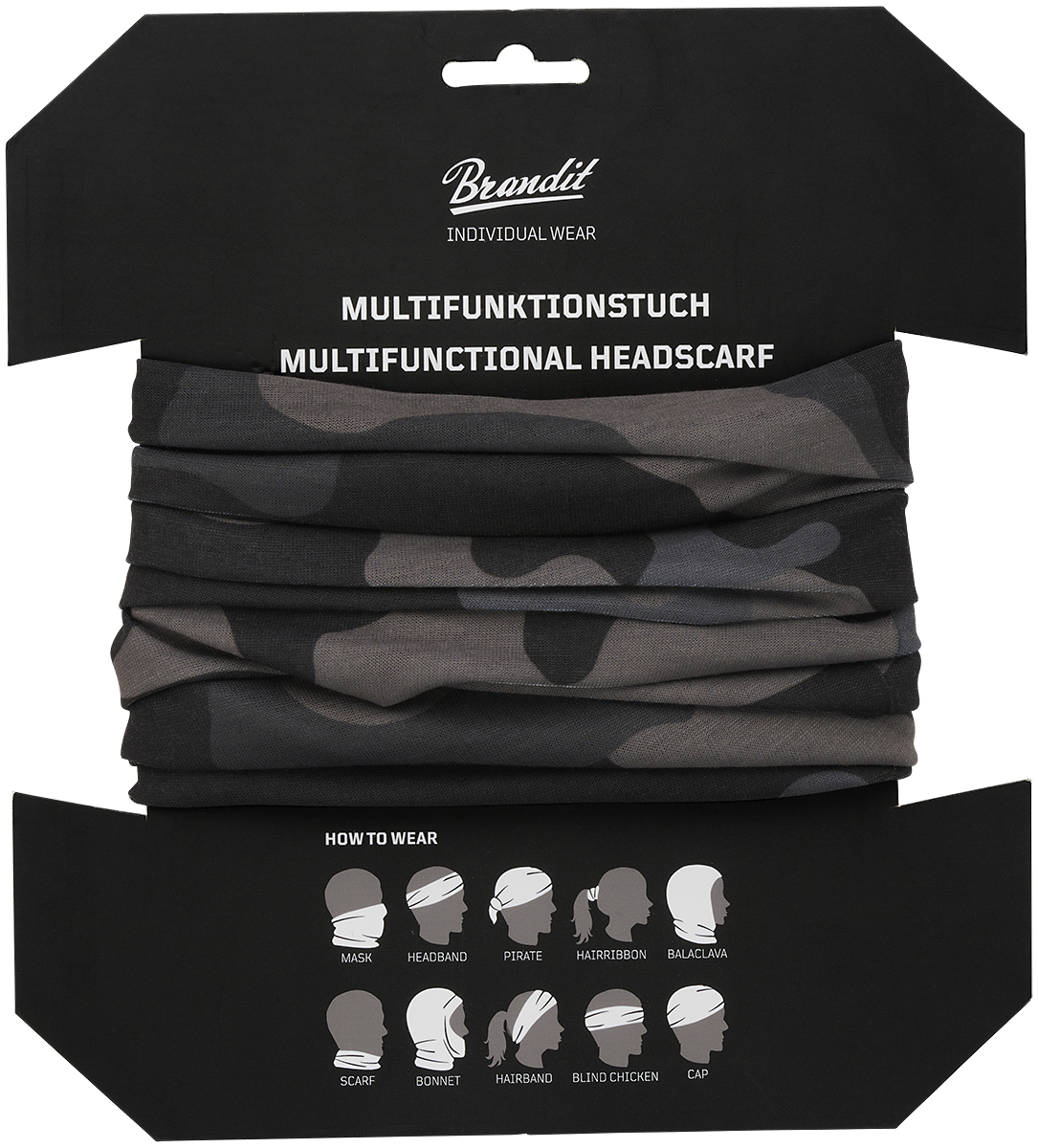 Écharpe tube  de Brandit - Bandana Multi-Fonctions - pour Unisexe - camouflage sombre - Brandit - View 2