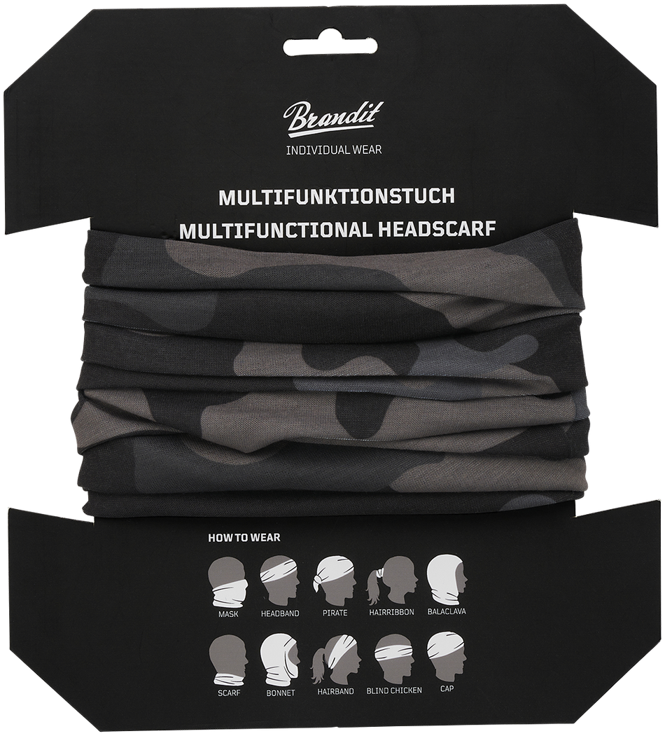 Écharpe tube  de Brandit - Bandana Multi-Fonctions - pour Unisexe - camouflage sombre - Brandit - View 2