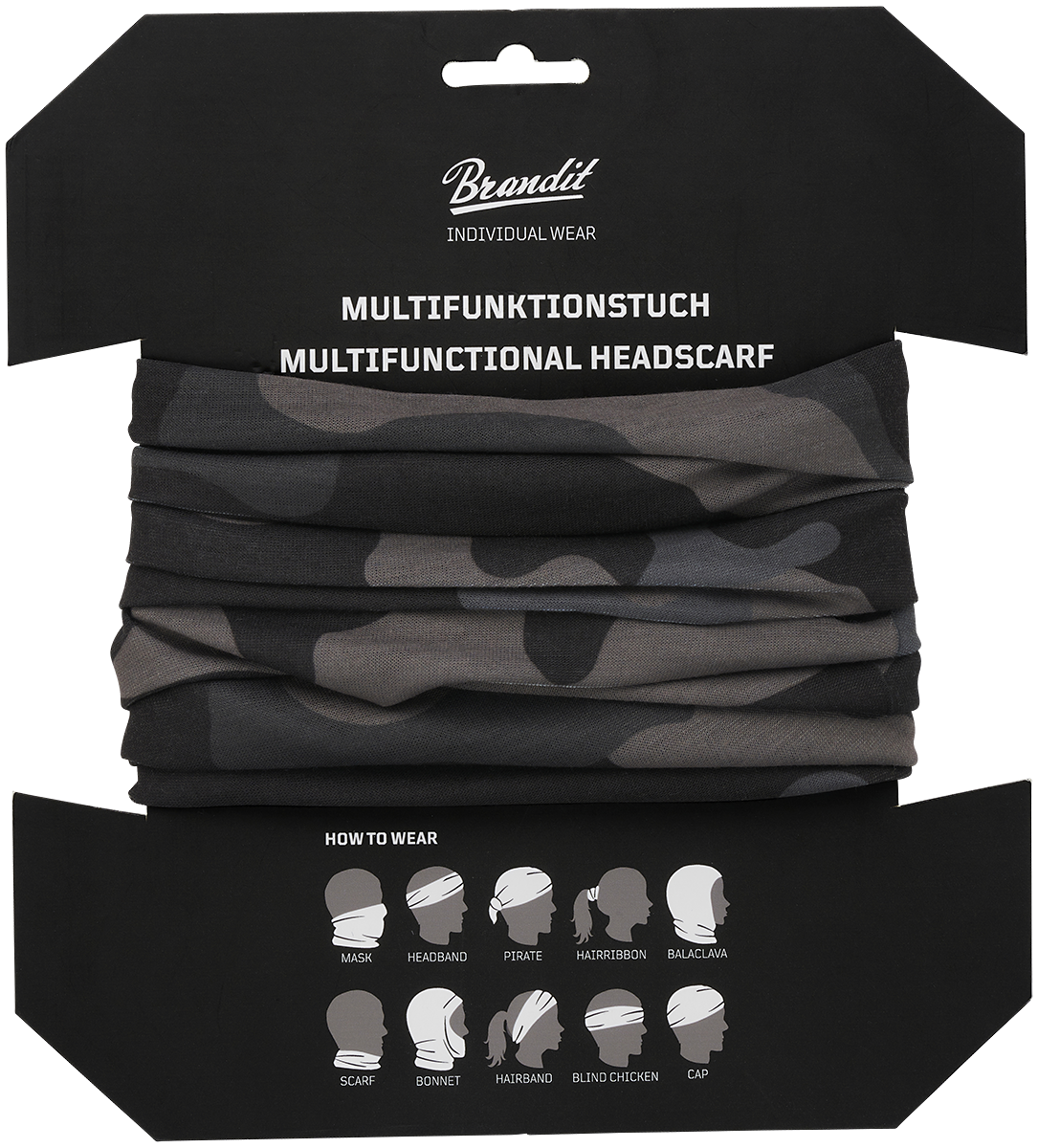 Écharpe tube  de Brandit - Bandana Multi-Fonctions - pour Unisexe - camouflage sombre - Brandit - View 2